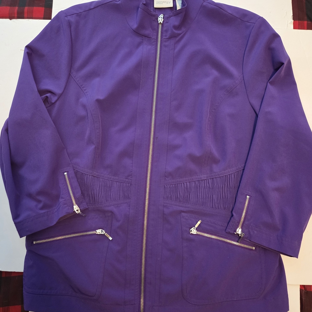 ZENERGY BY CHICOS Chic Purple Zip-Up Blazer SIZE M